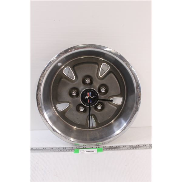 Mustang Hub Cap Battery Operated Wall Clock - 15" Diameter