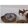Image 3 : Deer Theme Lot: (Coasters, Ashtray, Battery Powered Clock, Deer Figurine