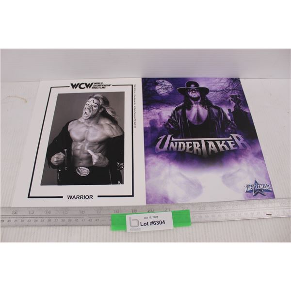 (2) Wrestling Pictures WWE/ WCW, Ultimate Warrior, Undertaker, 8''x 10''