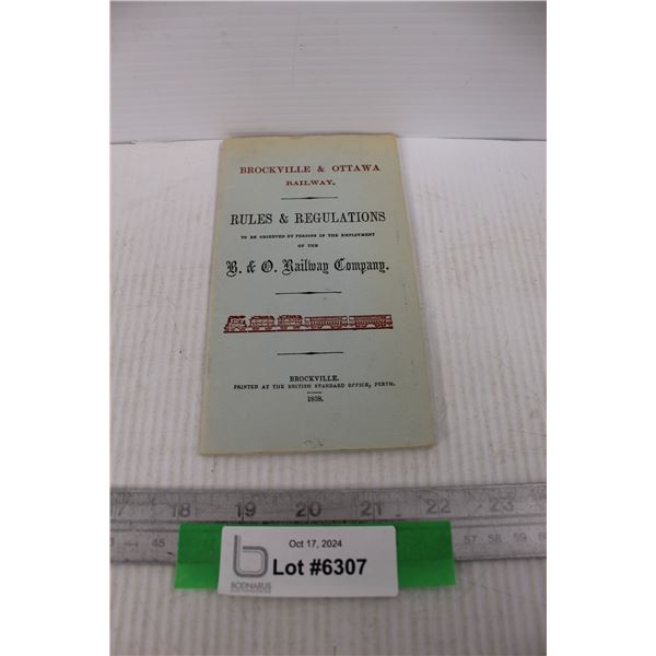 Brockville And Ottawa Railway, Rules And Regulations Book - CP Bygones Reprint
