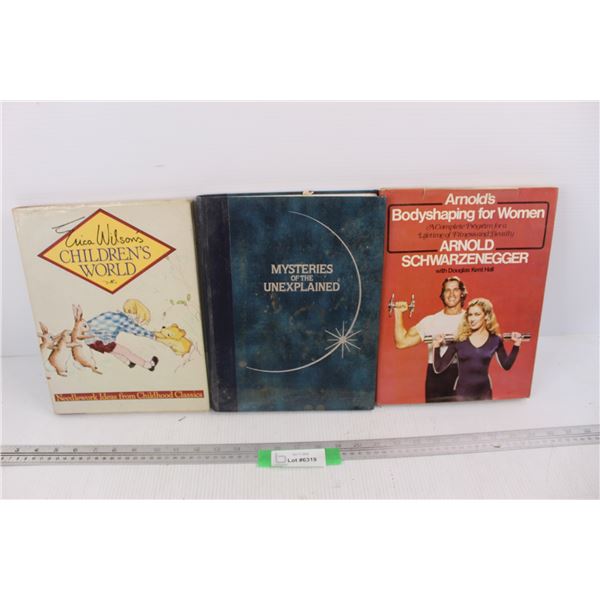 (3) Books, Mysteries Of The Unexplained, Erica Wilsons Children's World, Arnolds Bodshaping For Wome