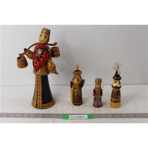 (4) Asian Wooden Dolls