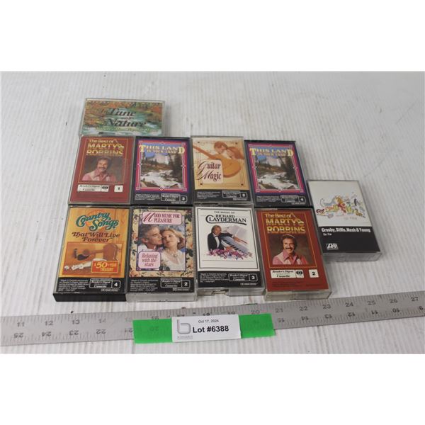 (10) Cassettes - Marty Robbins, Country Songs, This Land Is Your Land, etc.