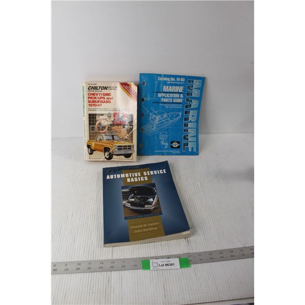 (2) Car Manual/Service Books, Marine Application and Parts Guide