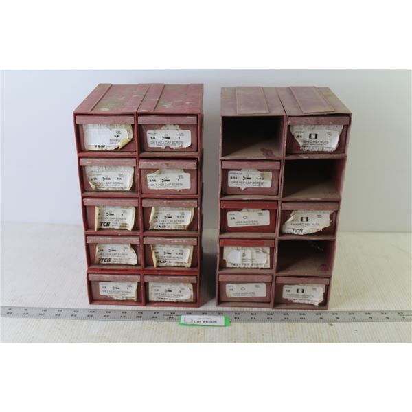 (2) Plastic Parts Organizers w/Nuts - Bolts - Washers