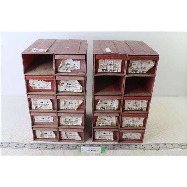 (2) Plastic Parts Organizers w/Nuts - Bolts - Washers