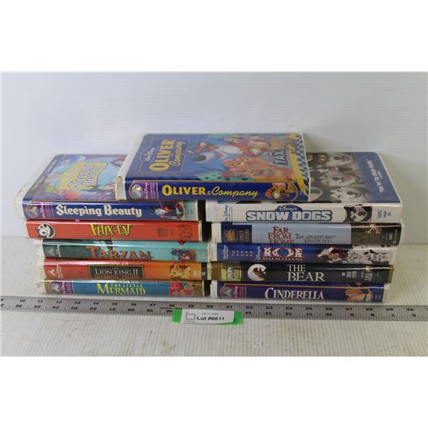 (10) VHS Tapes - Snow Dogs - The Bear - Tarzan - The Little Mermaid - Lion King II