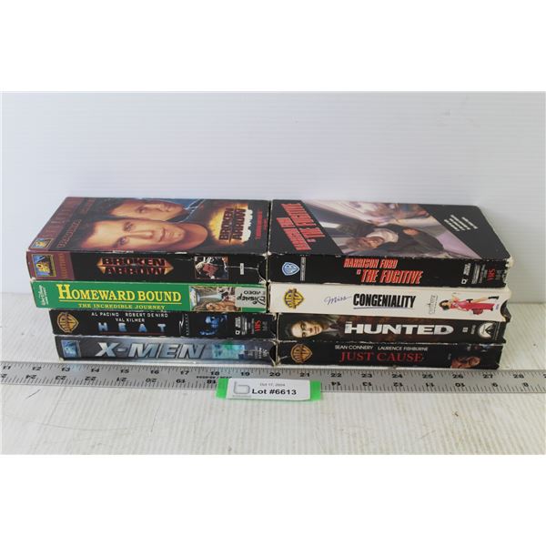 (8) VHS Tapes - Hunted - Homeward Bound - X-men - Just Cause -The Fugitive