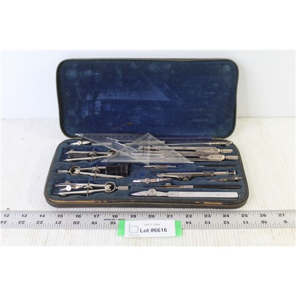 Geometry Set in Leather Zippered Case
