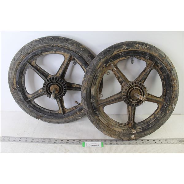 (2) Self Drive Lawn Mower Wheels (15 1/2")