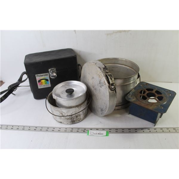 Empty Polaroid Camera Case - Camp Cooking Pots - Mini Camp Cooker