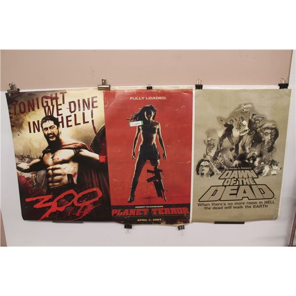 (3) Posters - Dawn of The Dead - Planet Terror - 300 (may have staple marks - small tears)