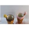 Image 6 : Ice Cream Cone Ceramic Milkshake Cups - Chipped and Glass Bottle