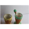 Image 7 : Ice Cream Cone Ceramic Milkshake Cups - Chipped and Glass Bottle
