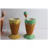 Image 8 : Ice Cream Cone Ceramic Milkshake Cups - Chipped and Glass Bottle