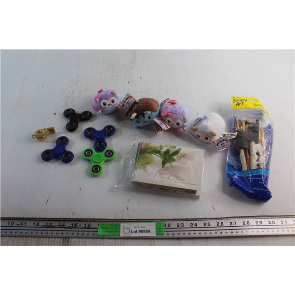 Plush Key Chains, Fidget Spinners, Whistle, Brush Value Pack and Wishing Cards