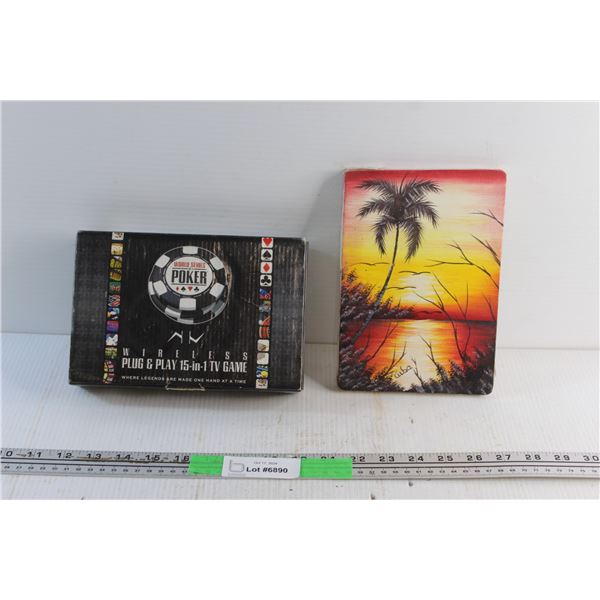 Sunset View Painting 9'' x 6'' and Wireless Plug & Play 15 in 1 TV Game