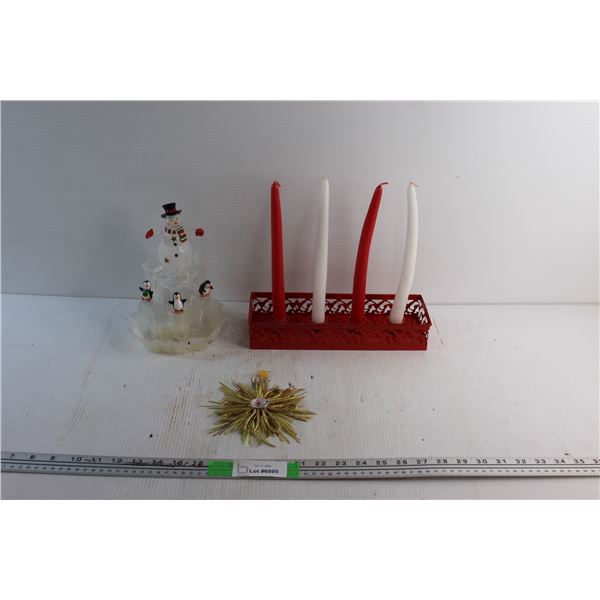 Christmas Decoration, Ornament and Candle Holder with Candles