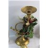 Image 4 : Candle, Brass Candle Holder and Christmas Ornaments