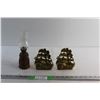 Image 1 : Vintage Kerosene Lantern and Brass Ship Bookends