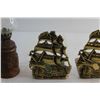 Image 3 : Vintage Kerosene Lantern and Brass Ship Bookends