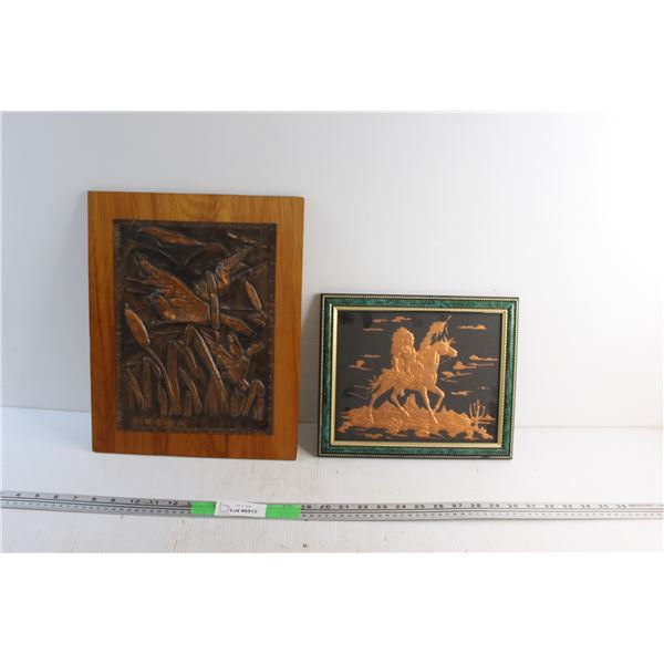 Framed Indigenous Picture and Geese in the Field Wall Decor