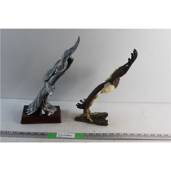 (2) Eagle Statues - Chipped