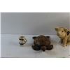 Image 3 : Wooden Turtle, Ceramic Pig, Ceramic Boot Decor and Toothpick Holder - Chipped