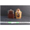 Image 1 : (1) Liquor Flask with Leather Case and Dominican Liquor Glass Bottle