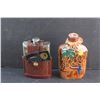 Image 5 : (1) Liquor Flask with Leather Case and Dominican Liquor Glass Bottle