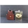 Image 6 : (1) Liquor Flask with Leather Case and Dominican Liquor Glass Bottle
