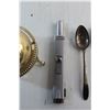 Image 5 : Brass Candy Dish, Zippo Stove Lighter - Tested and (4) Silver Vintage Spoons
