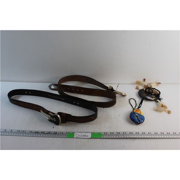 Indigenous Ornaments and (2) Leather Belts