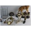 Image 3 : Brass Door Knocker, Ceramic Deer Statue, Ornaments and Bottle Holder