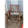 Image 4 : (3) Wooden Lawn Chairs & Wooden End Table Set & (2) Gasoline Jerry Cans, Wire Roll & (2) Garden Shov