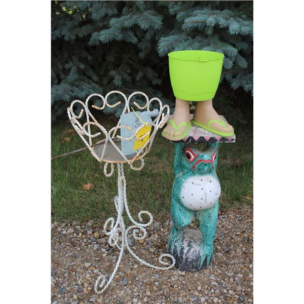 Wrought Iron Plant Stand - 28" Tall, (2) Plant Stands, Duck Crossing Sign