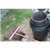 Image 2 : (2) Brooms, Garbage Can, Watering Can, Home Depot 5 Gallon Pail w/Lid