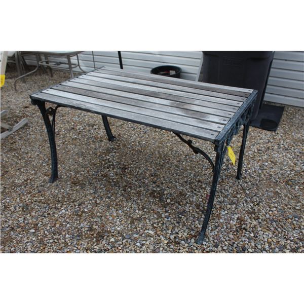 Wrought Iron Table Base w/Wood Slat Top - 50" x 30"