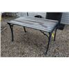 Image 1 : Wrought Iron Table Base w/Wood Slat Top - 50" x 30"