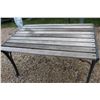 Image 5 : Wrought Iron Table Base w/Wood Slat Top - 50" x 30"
