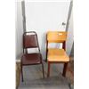 Image 1 : (5) Wooden Stacking Chairs & Upholstered Metal Chair