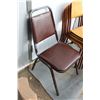 Image 2 : (5) Wooden Stacking Chairs & Upholstered Metal Chair