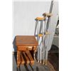 Image 1 : End Table w/Drawer (18" x 15" 24") & (2) Pairs of Crutches