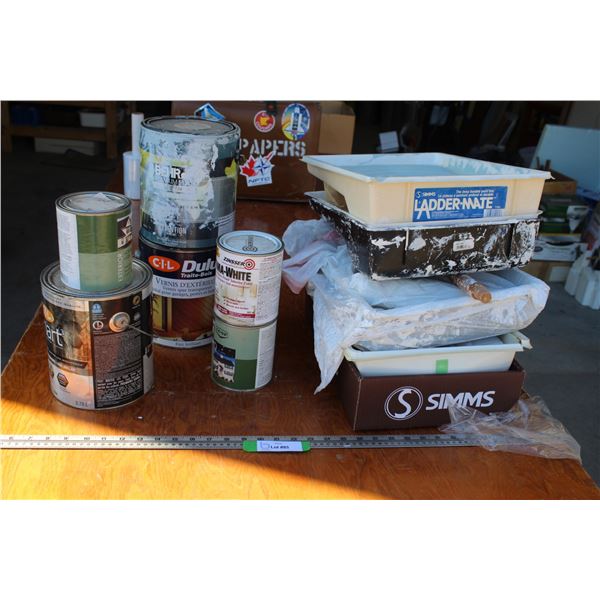 (6) Paint Containers (Opened) & Paint Trays & Accessories - as is