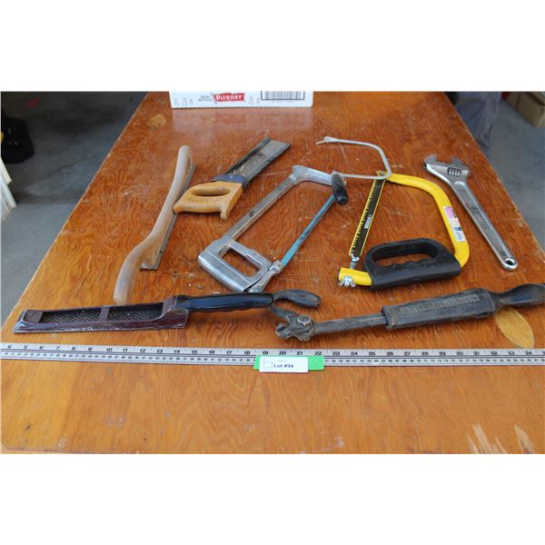 Nail Puller, Bow Saw, Saws, Rasps, Crescent Wrench, Misc.