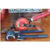 Image 3 : Peg Board hooks, Gloves, Wood Plane, Wrenches - Assorted, Hand Drill, Pipe Bender w/Crate