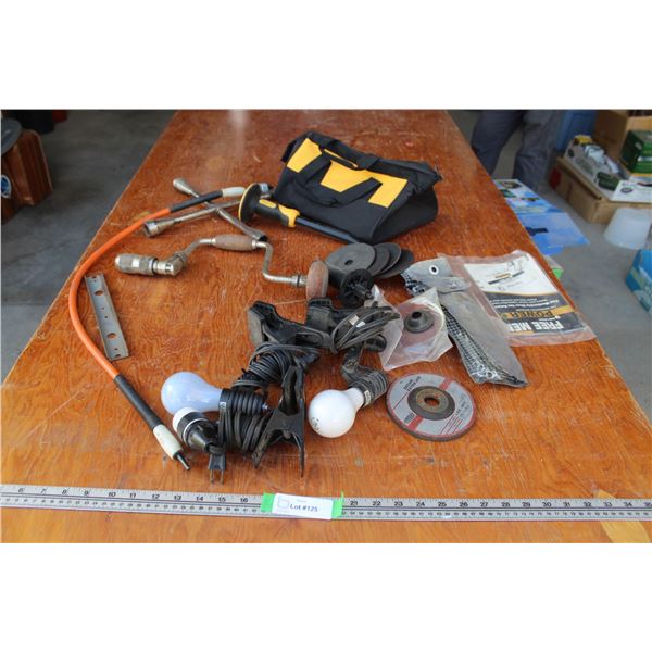 Light Fixtures, Wrench Sets - Assorted, Drill Snake Extension, DeWalt Bag, Misc.