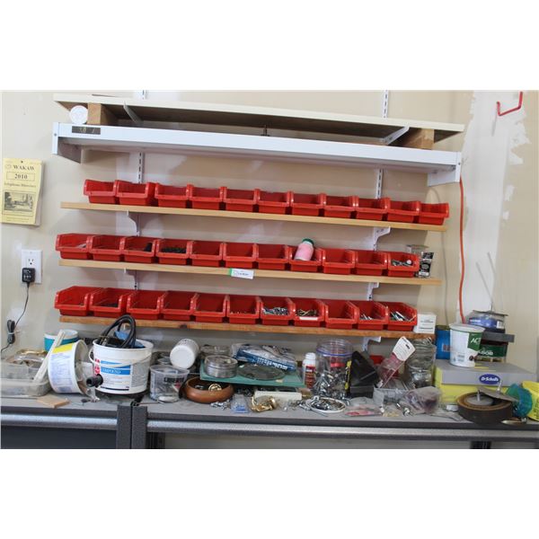 Various Hardware w/Trays: Bolts, Screws, Fountain Pump (Geyser Jr, as is), Misc.