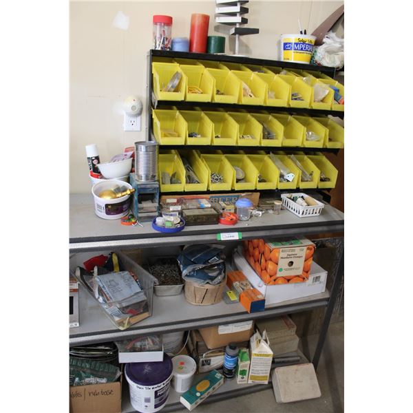 Various Hardware w/Trays: Chains, Hooks, Hinges, Motor Compound, Misc.