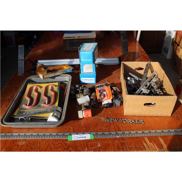 Hooks, Water Hose Adapters, Light on Stand, Electric Stapler, Misc.